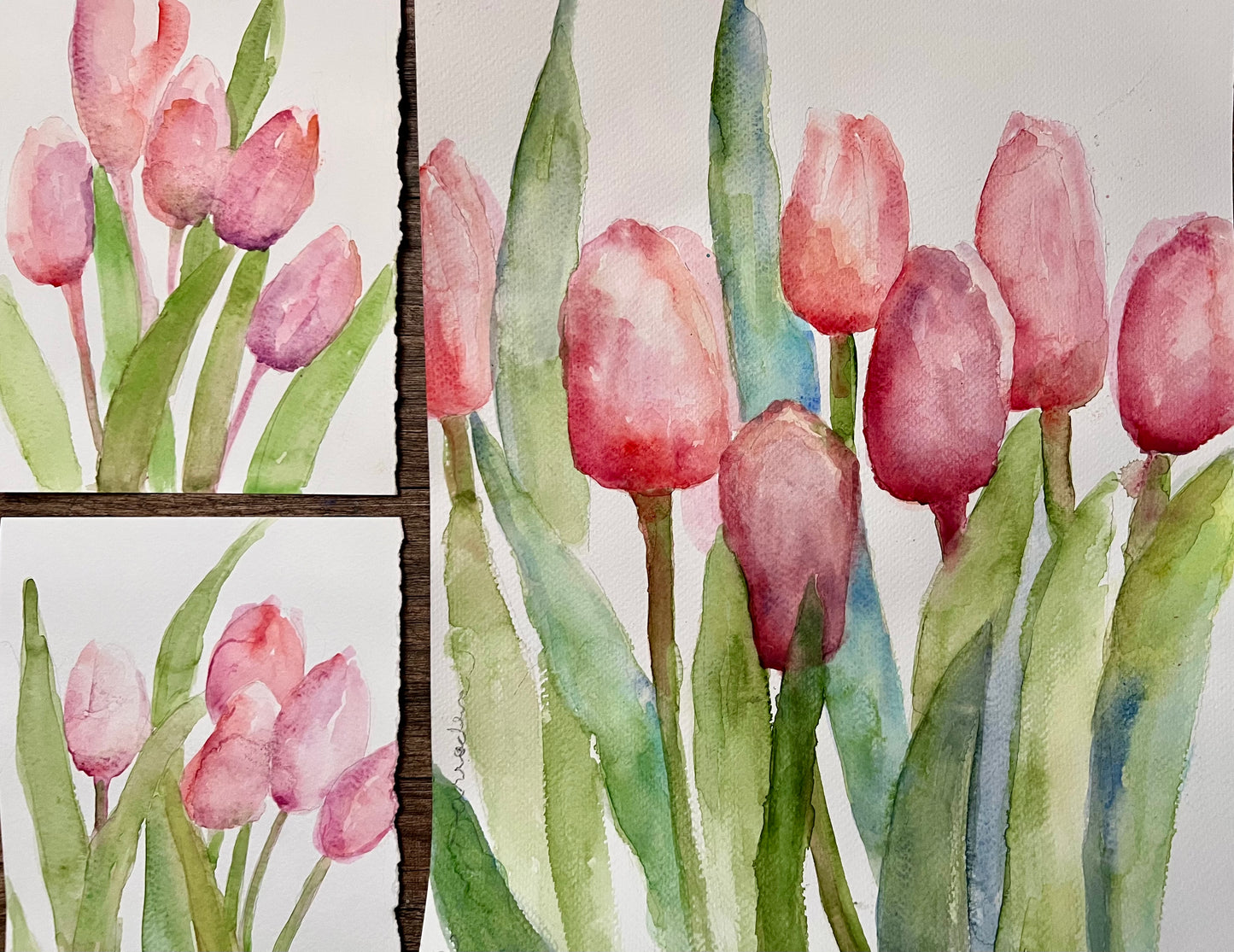 Tulips in the Spring. Original painting titled "Tulips in the Spring" featuring soft, blooming tulips in delicate pastel hues. Symbolizes hope, new beginnings, and the renewal of life.
