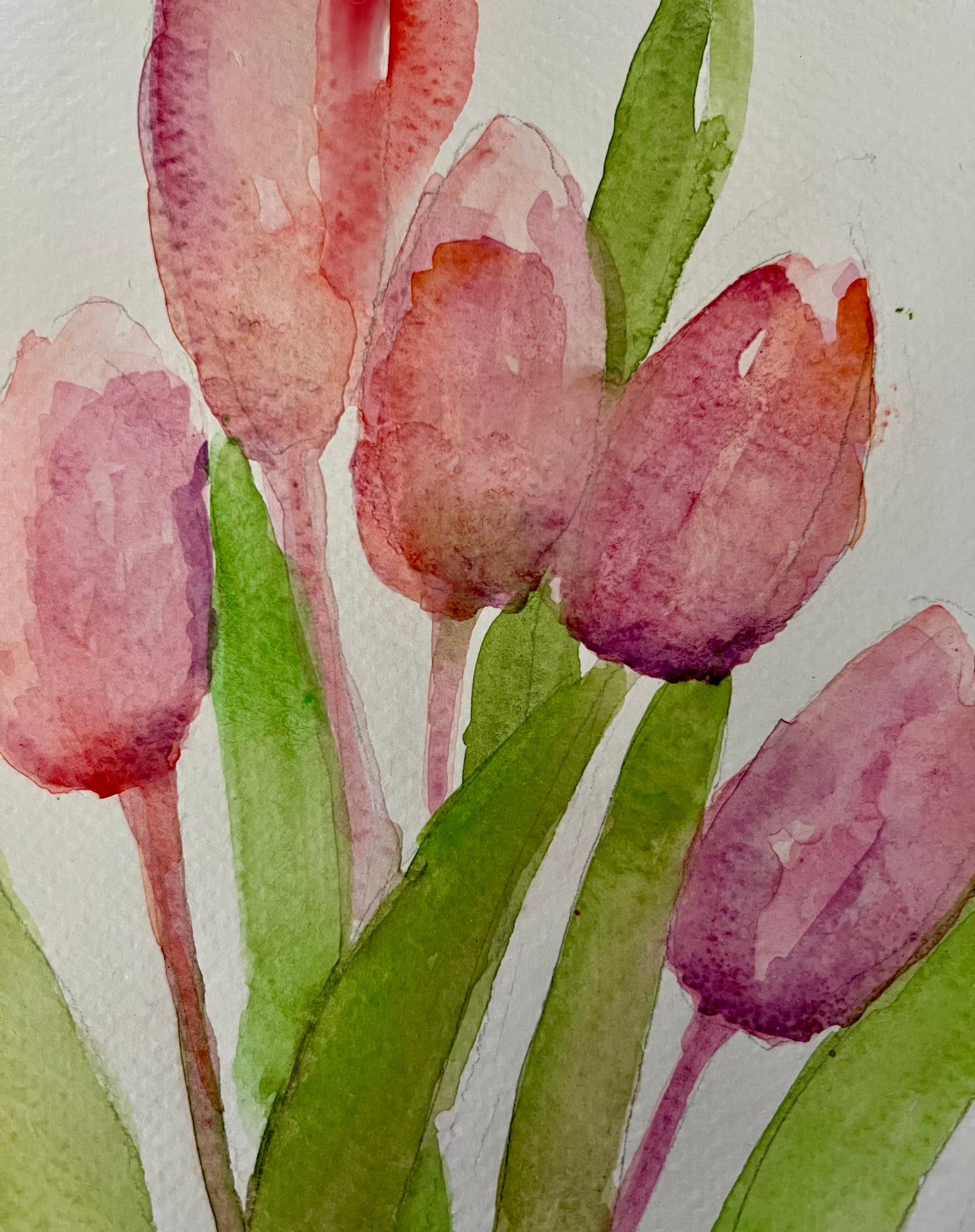 Tulips in the Spring. Original painting titled "Tulips in the Spring" featuring soft, blooming tulips in delicate pastel hues. Symbolizes hope, new beginnings, and the renewal of life.