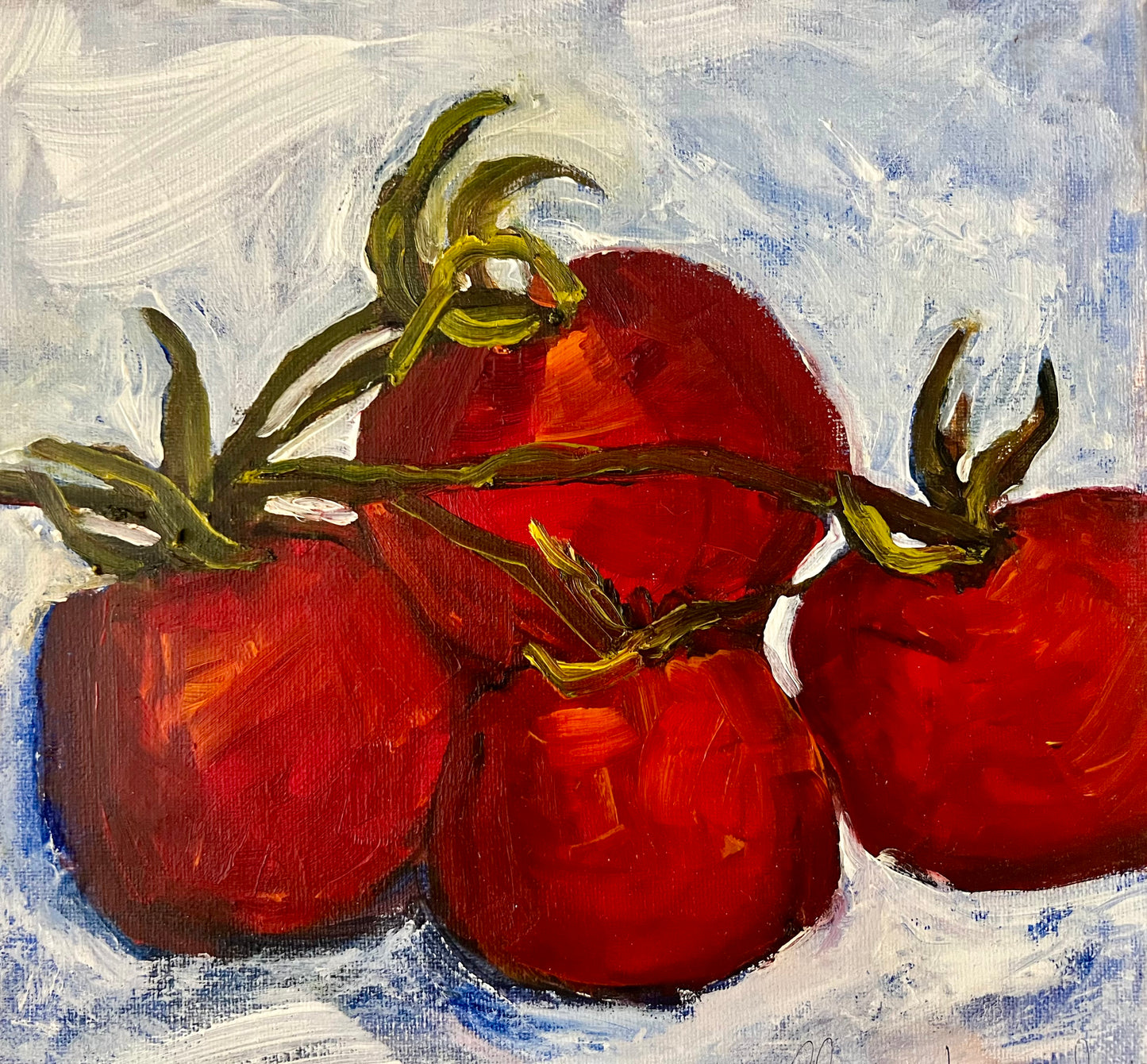 Original fine art painting titled "Ripe on the Vine" featuring warm, sunlit colors and fruit on the vine. Symbolizes spiritual growth, abundance, and the beauty of divine timing. Ripe On The Vine (3 pc.)